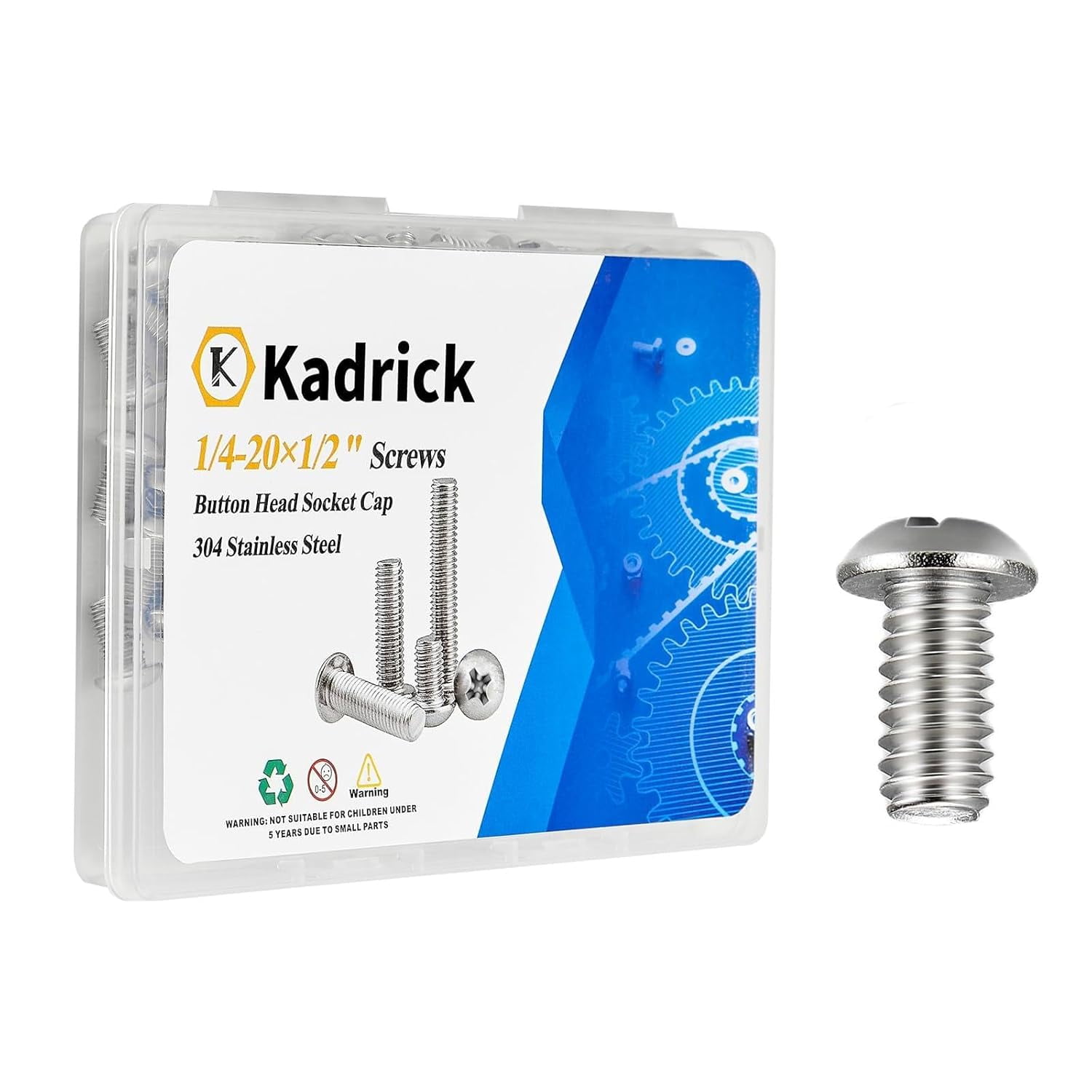30-Pack 1/4-20 X 3/4” Button Head Socket Screws – 304 Stainless Steel, Hex Drive, Bright Finish - View #8