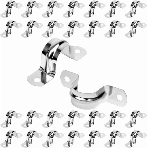 30Pcs 1 Inch Stainless Steel Conduit Clamps, 2 Hole Strap U Bracket Rigid Pipe S
