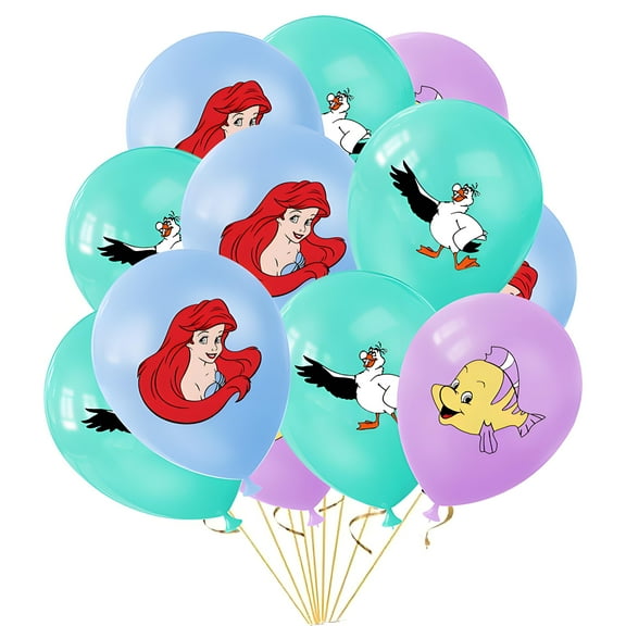 30Pcs 12 Inch Ariel Princess Balloons Cartoon Theme Balloons for Birthday Party Decor, Anime Party Supplies