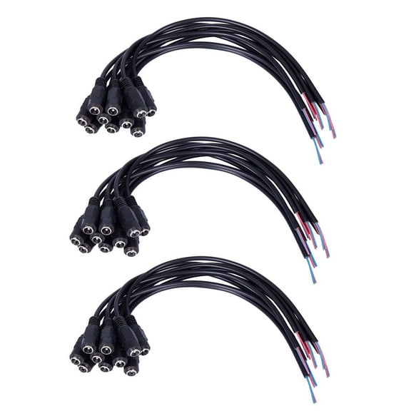 30Pcs 12V DC Power Plug Female Jack Plug Connector Cable 5.5X2.1mm with Cord Cable 15CM for CCTV LED Strip Light