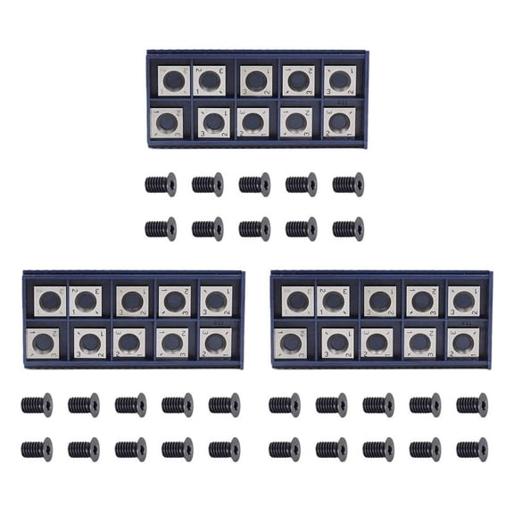 30Pcs 14mm Square Straight Carbide Cutter Insert with 10Pcs M610mm Screws for Wood Working Spiral,30 x Carbide Cutter 30 x M6 10mm Screws,silver