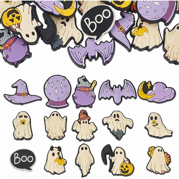 30Pcs 15 Style Theme Beads Assorted PVC Silicone Focal Bat Hat Bead Accessories Kits