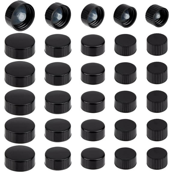30Pcs 16.5/18/20/22/26mm Phenolic Resin Cover Black Resin Bottle Caps Poly Seal Screw Caps Bottle Jug Storage Cap Lids Replacement Caps for Daily Food Cosmetics Bottles diy
