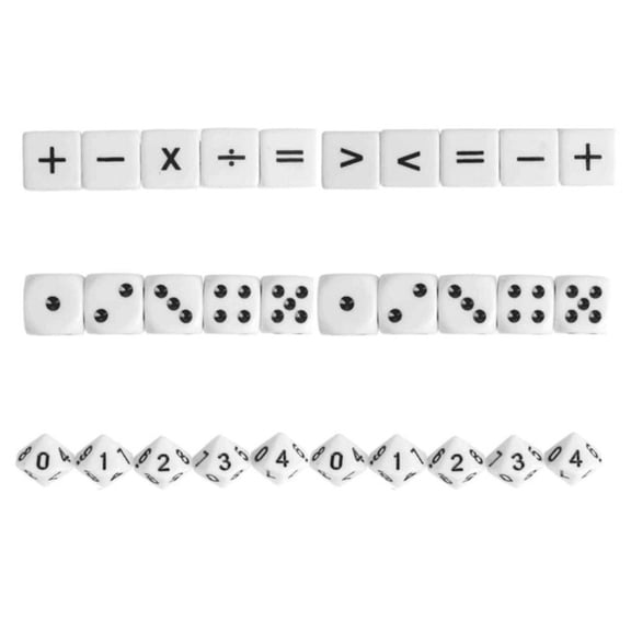 30Pcs 16mm White Acrylic Right Square Cornered Game Props for Mathematical Symbol Game Dices