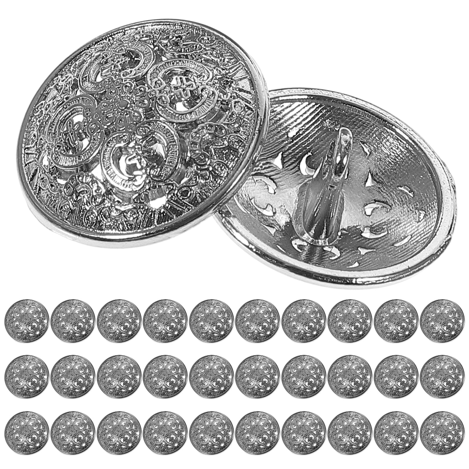 30Pcs 18mm Round Metal Hollow Out Button Vintage Coat Buttons Flat ...