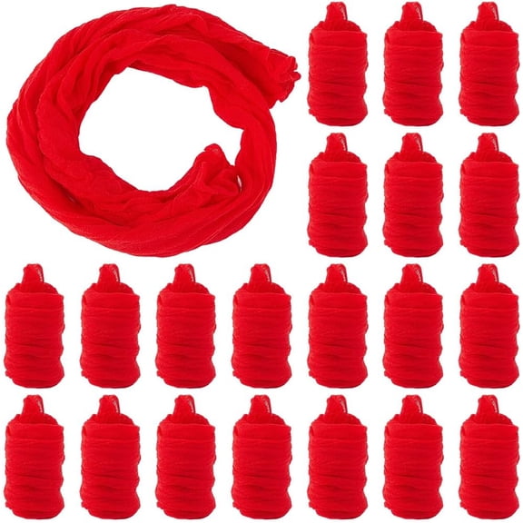 30Pcs 19.68 Yards Red Nylon Stocking Flower Fabric Polyester Tensile Silk Gauze Crafting Kit Stockings Fabrics Red