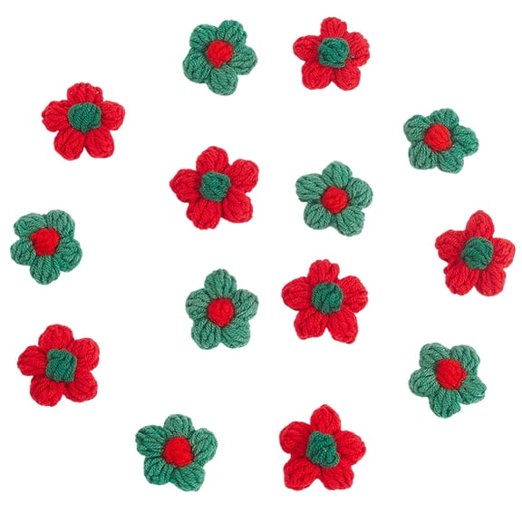 30Pcs 2 Colors Crochet Flowers Appliques Floral Sew On Patches Embroidered Decorative Knitted Yarn Flower Bouquet Embellishments diy
