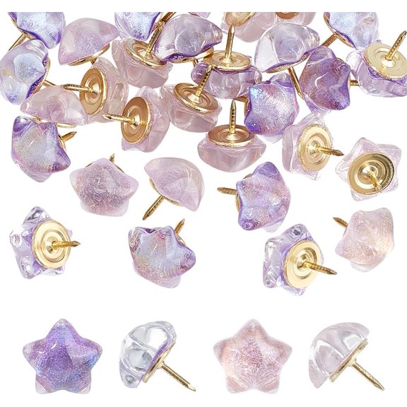 30Pcs 2 Colors Resin Star Drawing Pins with Iron Pins Mixed Color 19mm 15pcs/color for DIY