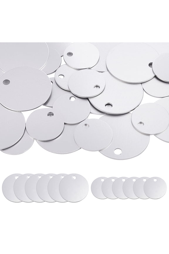 30Pcs 2 Style Blank Round Aluminum Engraved Pet Dog ID Tag for Cat Puppy Pendant Silver 15pcs/style