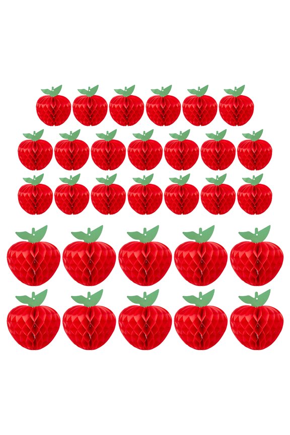 30Pcs 2 Styles Honeycomb Ball Paper Pendant Decorations for Party Hanging Decor Red 135~203x87~139x3mm