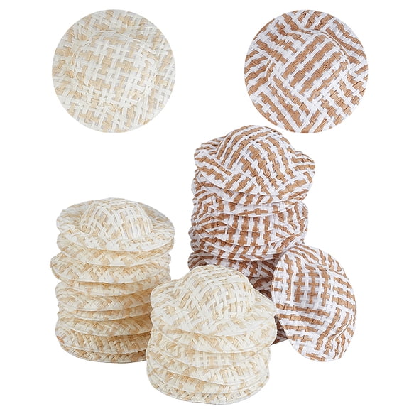 30Pcs 2 Styles Miniature Hats Small Imitation Straw Knitting Cap Craft Hat Ornaments for DIY Decoration Accessories (0.43 to1.96 inch) DIY