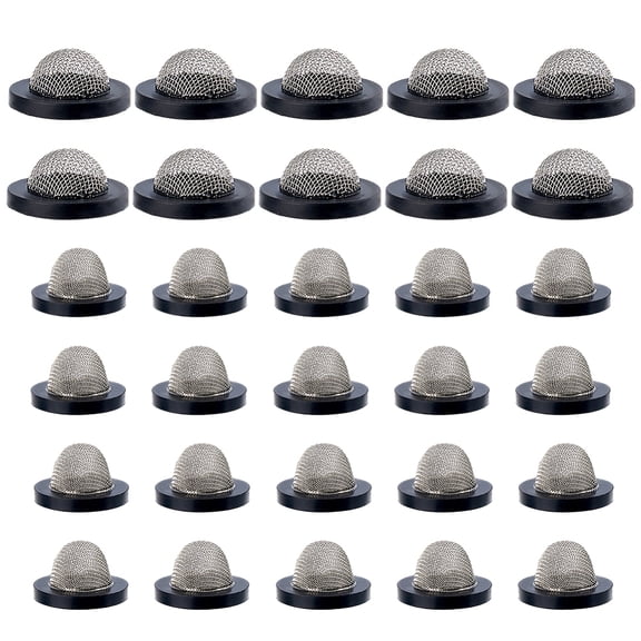 30Pcs 2 Styles Round Rubber Pipe Drain Strainers with Stainless Steel Net Black 19~24x10.5~18mm for diy