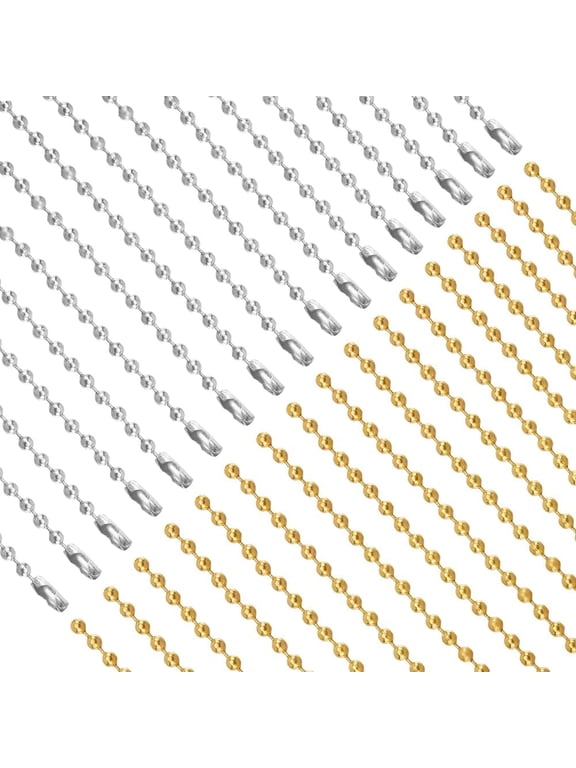 30Pcs 24 Inch Ball Chain Necklace Bulk Ball Bead Necklace Chains Gold Silver Adjustable Metal Ball Beads Chains with Connector Clasp Chains Supplies DIY Necklaces Crafts Mixed ColorDIY