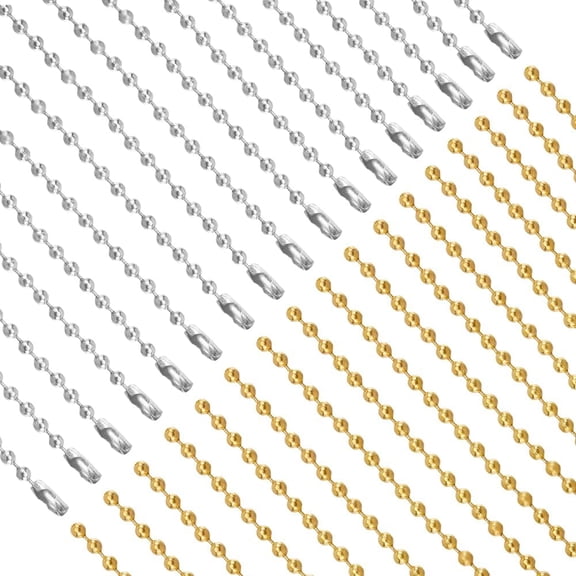 30Pcs 24 Inch Ball Chain Necklace Bulk Ball Bead Necklace Chains Gold Silver Adjustable Metal Ball Beads Chains for Jewelry Making Chains Supplies DIY Necklaces Crafts