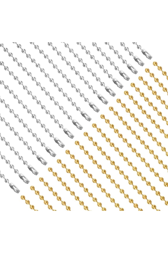 30Pcs 24 Inch Ball Chain Necklace Bulk Ball Bead Necklace Chains Gold Silver Adjustable Metal Ball Beads Chains for Jewelry Making Chains Supplies DIY Necklaces Crafts