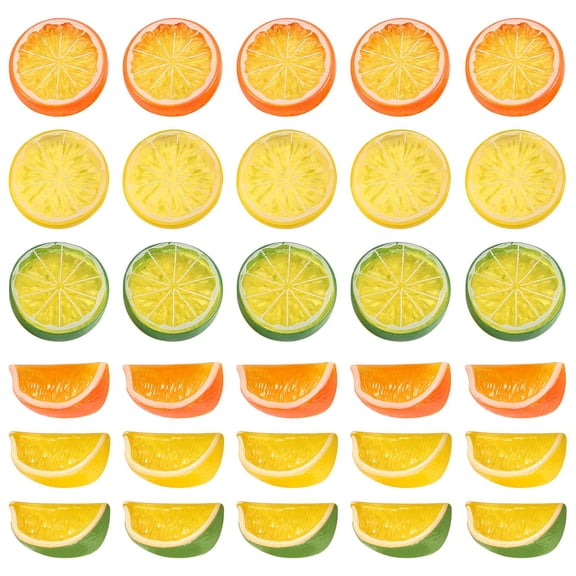 30Pcs 2in Artificial Lemon Slices,Simulation Decorative Fake Fruit Wedding Ornament Festival Decor Photography Props