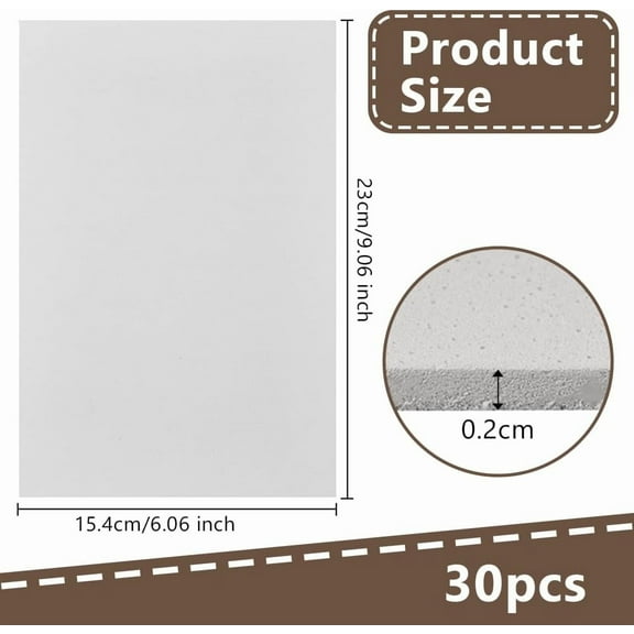 30Pcs 2mm White Embroidery Foam 6x9 Inch EVA Foam Sheets Embroidery Craft Foam Rectangle Foam Sheet Cosplay Foam for Hand Sewing Embroidery Machine Cosplay Costume DIY Projects