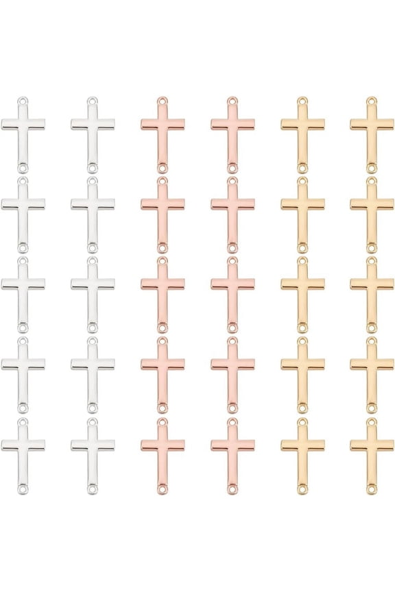 30Pcs 3 Colors Brass Connector Charms Links Mixed Color 16.5x10x1.8mm Hole: 1mm 10pcs/color DIY