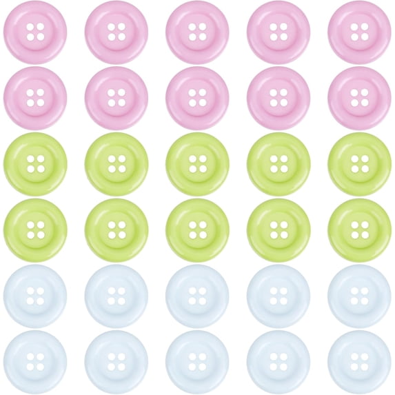 30Pcs 3 Colors Buttons Plastic Flat Round Large Resin Craft Flatback Button Mixed 4 Holes Waterproof for Crochet Knitting Arts Projects Hand Made Gifts Sorting DIY DIY