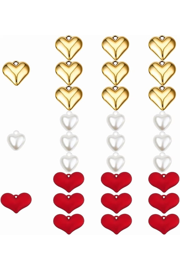 30Pcs 3 Colors Puff Love Heart Charm Sweet Heart Acrylic Charm 20x29mm Cute Love Heart Candy Dangle Charms