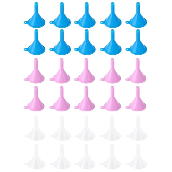 30Pcs 3 Colors Transparent Plastic Funnel Hopper