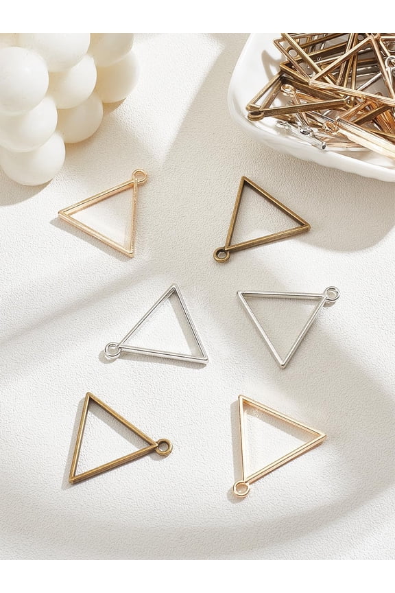 30Pcs 3 Colors Triangle Open Back Bezel Pendants Open Back Bezel Big Pendants for DIY UV Resin Epoxy Resin DIY Jewelry Necklace Bracelet Earring Pressed Flower Making 29x29x2.5mm Colorful