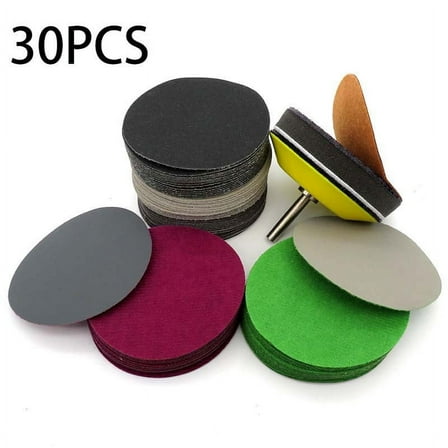 30Pcs 3 Inch 800-5000 Grit Waterproof Sandpapers Hook And Loop Sanding Disc Pads