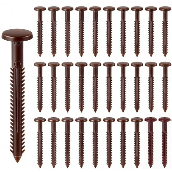 30Pcs 3 Inch Vinyl Shutter Fasteners, Window Shutter Panel Pegs Shutter Screws Lok Pins Plastic Shutter Spike Anchors for Installing Decorative Exterior Wood Aluminum Vinyl Shutter (Federal Brown)