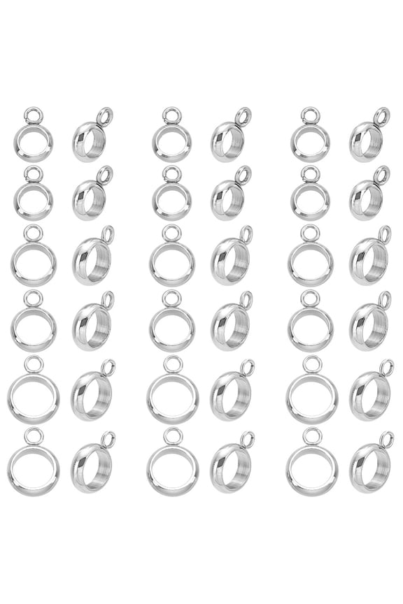 30Pcs 3 Size Ring Hanger Links 6/7/8mm Stainless Steel Bail Beads Bail Hanger Links with Loop for DIY Bracelets Necklace Jewelry Making Hole:1.5-2mm