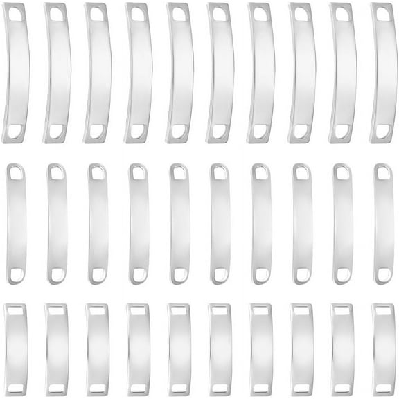 30Pcs 3 Sizes Shoelace Blanks Stainless Steel Shoe Decoration Tags Curved Rectangle Customized Nameplate Words Shoe Buckles Shoelace Decoration Blanks Pendant grey
