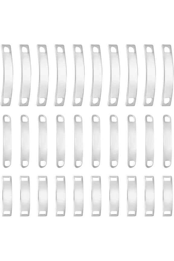 30Pcs 3 Sizes Shoelace Blanks Stainless Steel Shoe Decoration Tags Curved Rectangle Customized Nameplate Words Shoe Buckles Shoelace Decoration Blanks Pendant for DIY