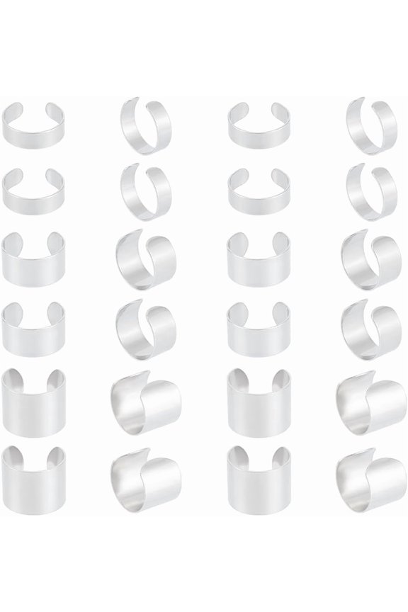 30Pcs 3 Sizes Stainless Steel Adjustable Cuff Rings Metal Open Finger Rings Wide Band Rings for Women Men Simple Finger Ring Jewelry 6/10/15mm Wide 304 Stainless Steel