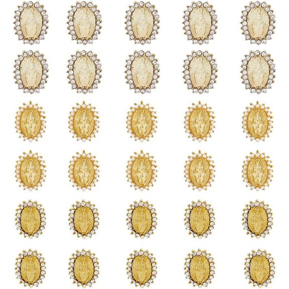 30Pcs 3 Style Nail Nail Charms San Judas Fingertip Art Alloy and Rhinestone Faith-Inspired Nail Appliques Decoration for DIY Nail Jewelry Finger Making for DIY
