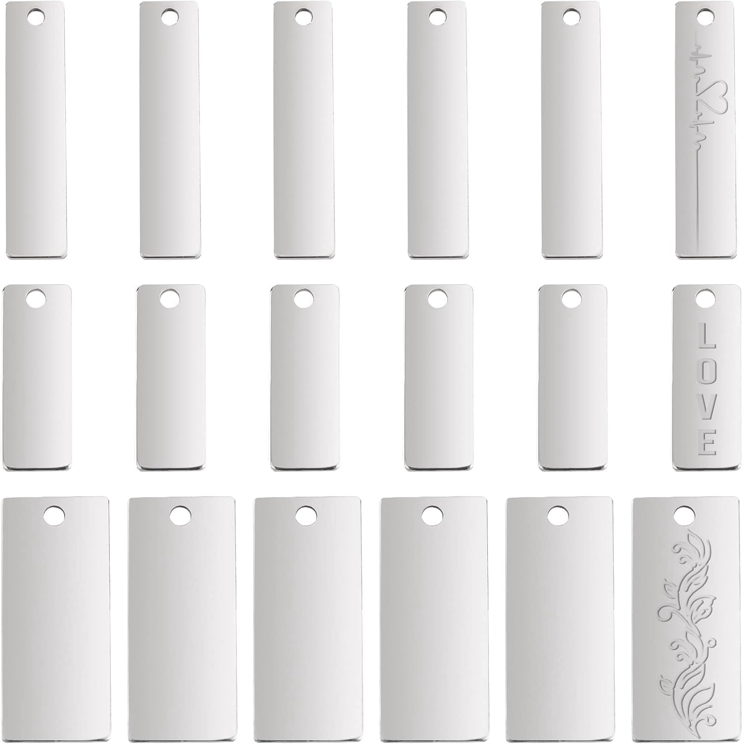 30Pcs 3 Style Stainless Steel Stamping Blank Metal Rectangle Dog Tags ...