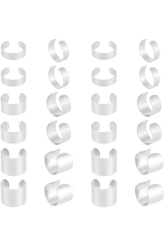 30Pcs 3 Styles 304 Stainless Steel Cuff Rings Open Finger Rings Wide Band Rings Stainless Steel Color 6~15mm Inner Diameter: 17.5~18mm diy