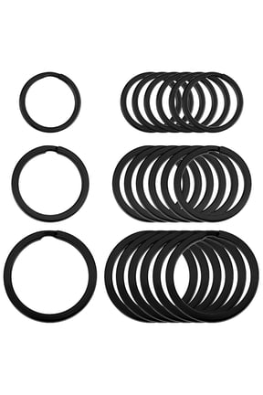 30Pcs 3 Styles Iron Split Key Rings Black 20~30mm Inner Diameter: 16~24.5mm 10pcs/style DIY