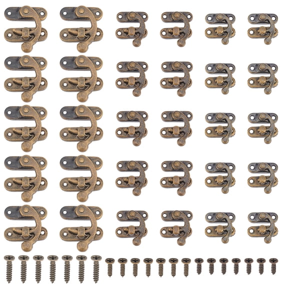 30Pcs 3 Styles Jewelry Box Latch Hook Clasp Jewelry Box Hardware Jewelry Right Latch Hook Hasp Swing Arm Lock Clasp with 120pcs Replacement ScrewsDIY