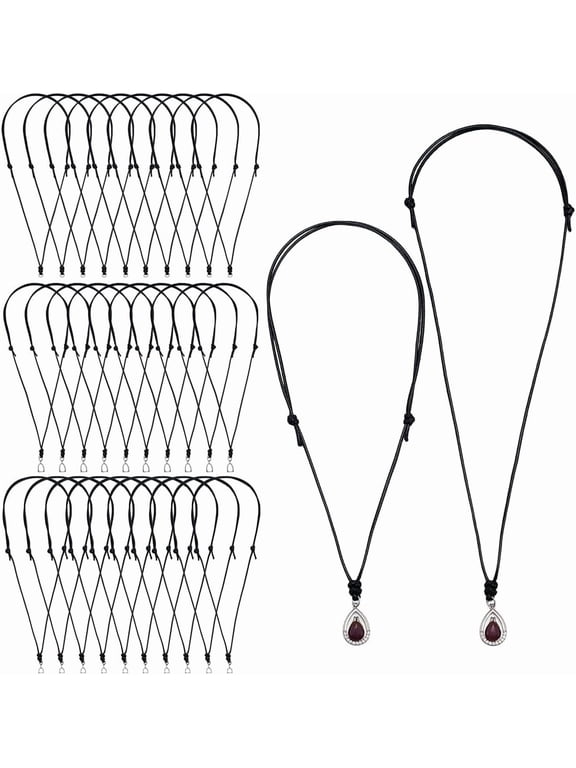 30Pcs 3 Styles Necklace Cord Rope Black Waxed Polyester Cords Adjustable Double Knotted Choker with Clasp Rope Chain for Hanging Pendants Women Men 14-26inch diy