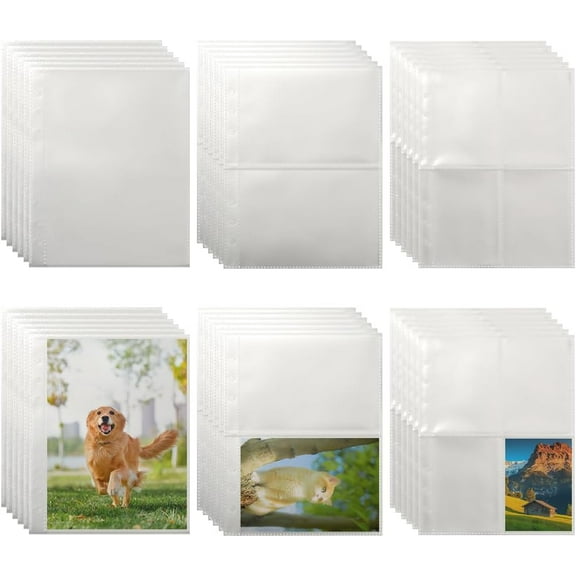 30Pcs 3 Styles Plastic Insert Photo Album Refill Core Card Binder Pages Rectangle Clear 196x152x0.3mm 10pcs/style for diy