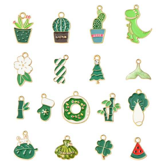 30Pcs 30 Styles Alloy Enamel Pendants Mixed Shapes Mixed Color 13~27x10~26x1.5~3mm Hole: 1.5~2.5mm 1pc/style Diy