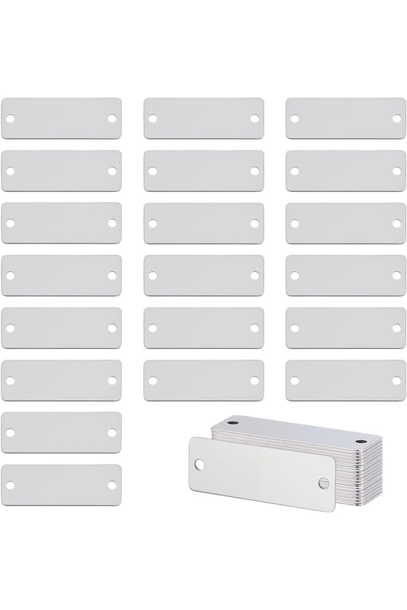 30Pcs 304 Stainless Steel Connector Charms Rectangle Stamping Blank Tag Links Stainless Steel Color 17.5x50x1mm Hole: 3mm for DIY