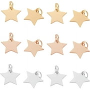 WEIYAN KJ 30Pcs 304 Stainless Steel Star Charms Flat Dangle Mini Pendants for Jewelry Making
