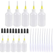 30Pcs 30ml 50ml Precision Tip Applicator Bottles Kit, Dispensers Applicator Bottles for Liquid, Glue Oil, Acrylic Paint 10 Plastic Squeeze Bottles, 10 Black Syringe Caps and 10pcs Glue Nozzles