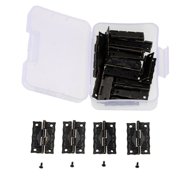 30Pcs 36*23mm Cabinet Door Furniture Hinge Jewelry Wood Boxes Decorative Hinge Furniture Fittings with Screws and Storage Box
