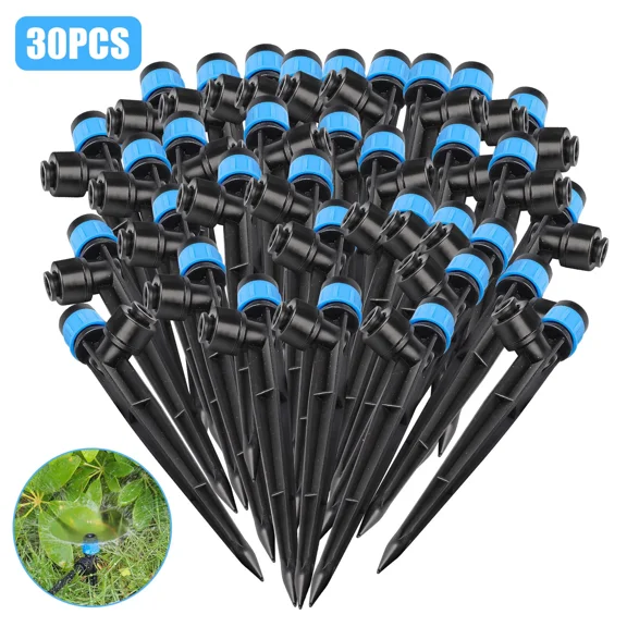 30Pcs 360 Drip Irrigation Emitter 1/4" Connect Garden Dripper Watering System