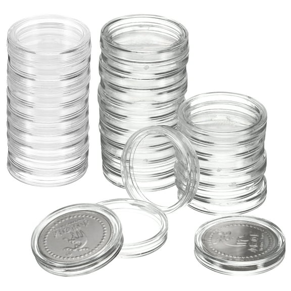 Uxcell Dollar Coin Holders, Plastic Coin Capsule Coin Collection Supplies Container Clear 24mm