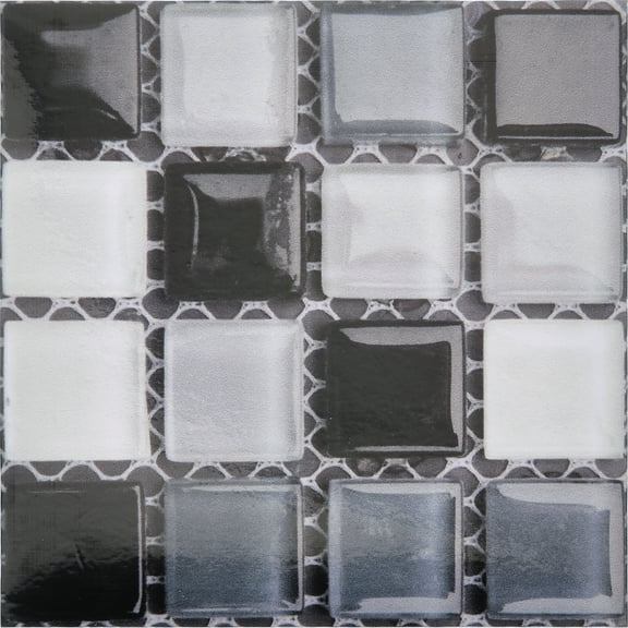 30Pcs 3D Mosaic Tile Stickers, 10 x 10cm Square Wallpaper Self-Adhesive Waterproof for Kitchen (Style 9)