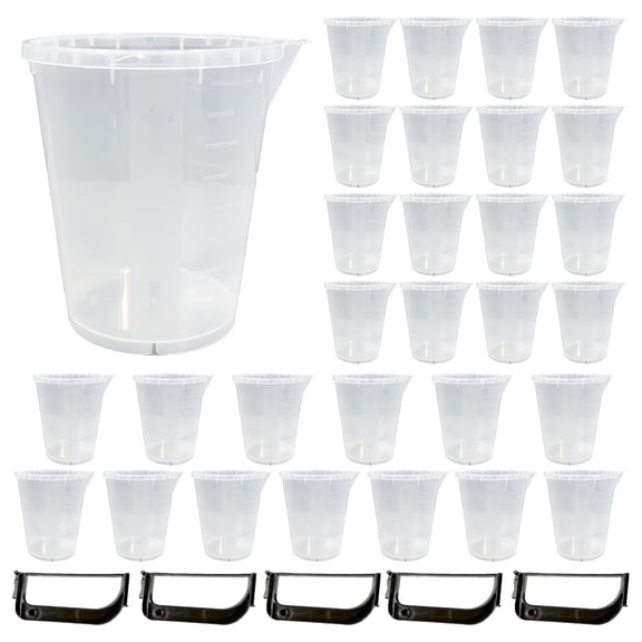 30Pcs 400cc Plastic Measuring Bucket with 5 Detachable Handles, Small Size Measuring Pitcher, Multi-Purpose Food Measuring Cups for Kitchen Cooking Baking (S)