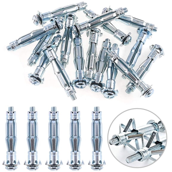 30Pcs 4x32MM Heavy Duty Zinc Plated Steel Molly Bolt Hollow Drive Wall Anchor Screws Set for Drywall, Plaster and Tile (M4x32)