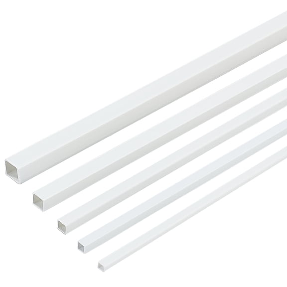30Pcs 5 Style Plastic Square Hollow Tubes DIY Handmade Sand Table Material Model Building White 300x3-8x3-8mm Hole: 2-7x2-7mm 6pcs/style